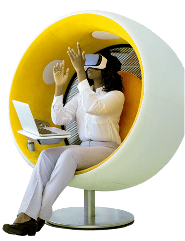 lady in VR pod