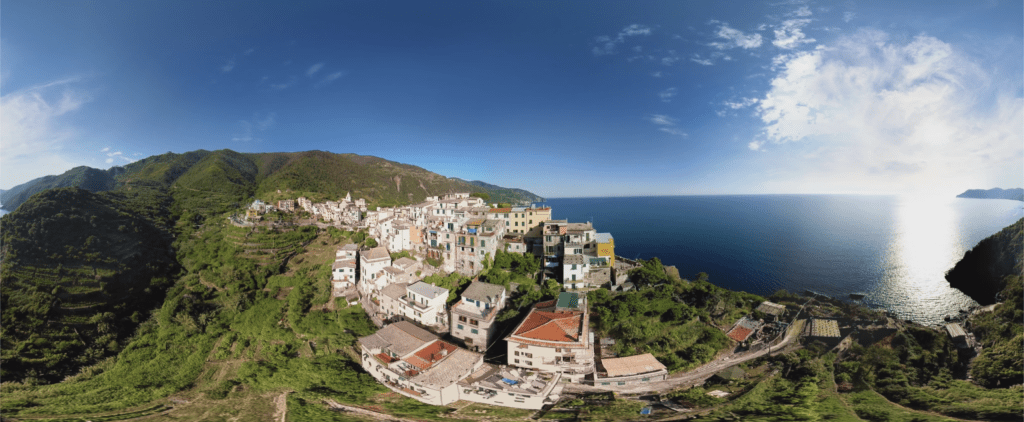 Aerial of seaside town